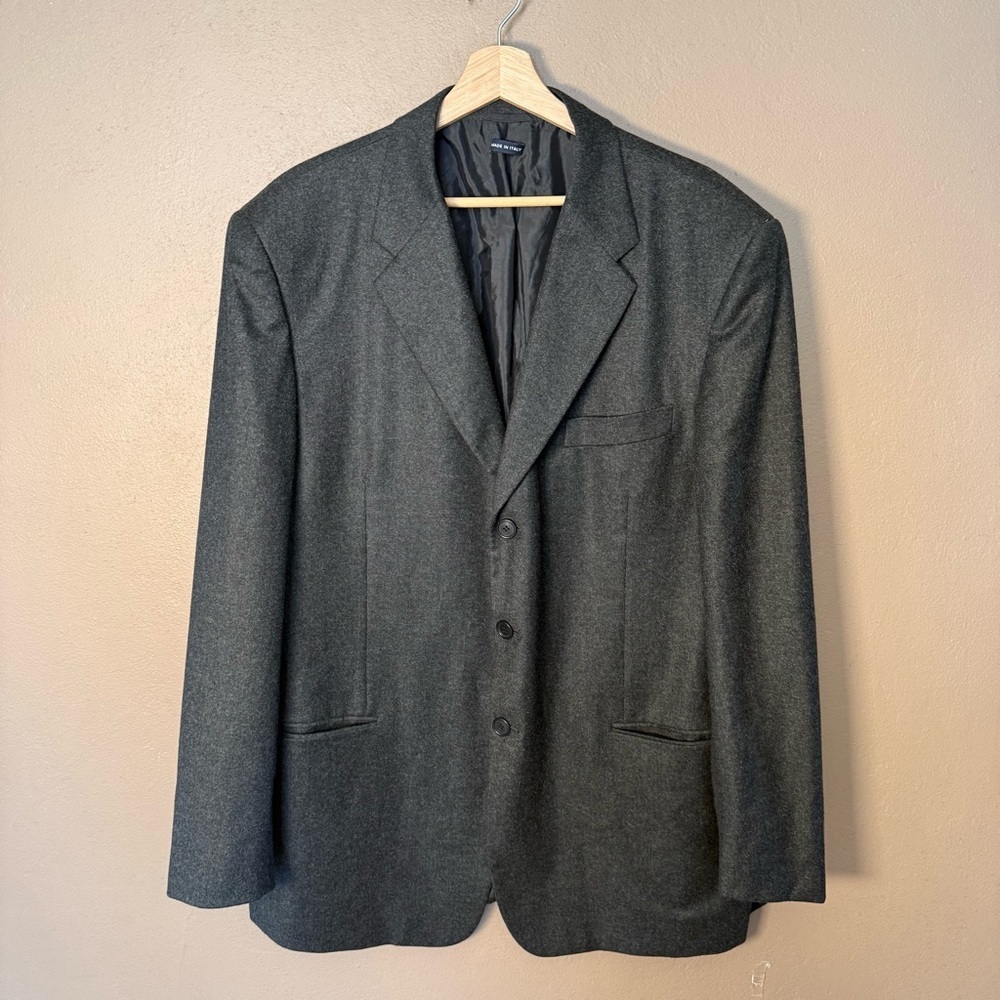 Giorgio Armani Classico Charcoal Gray Black Men's Wool & Cashmere Blazer 44R